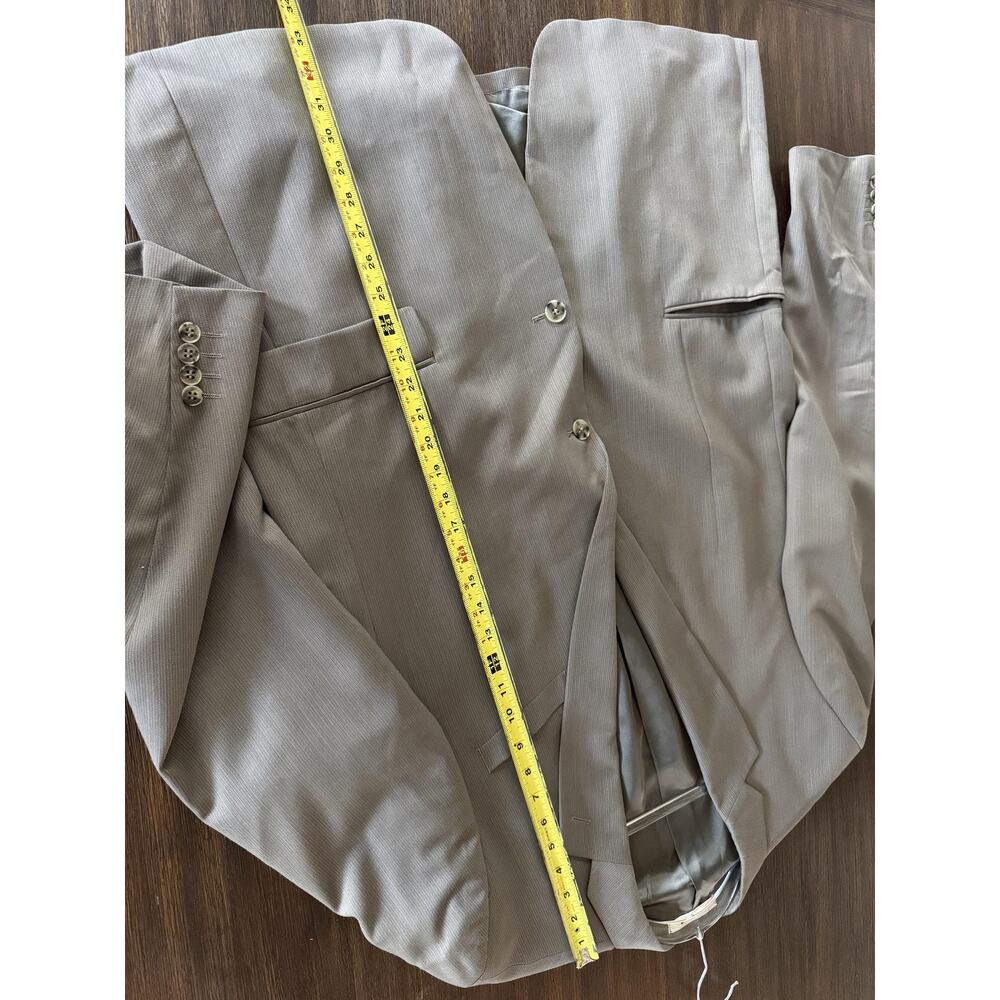 Kenneth Cole New York Blazer Mens 44L Taupe Pinstripe Wool Two Button Lined - Picture 12 of 12